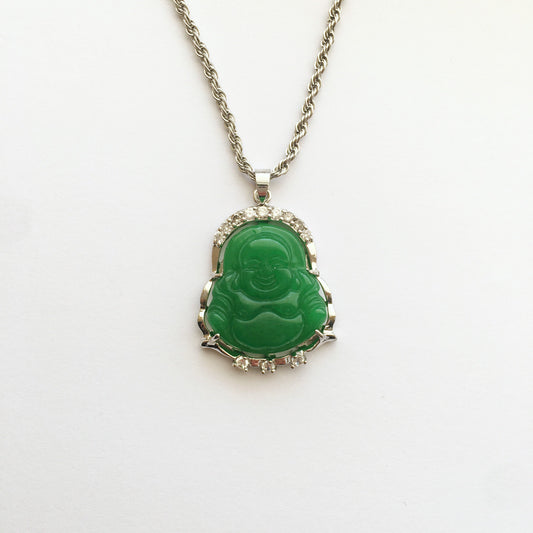 cubic zirconia Jade Buddha pendant necklace