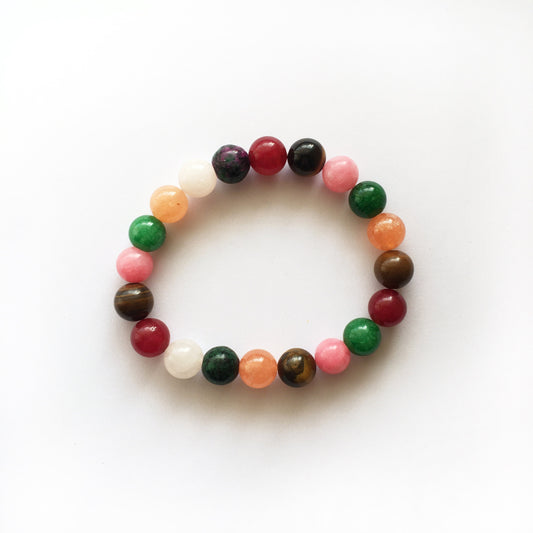 10mm multiple gemstone beaded lucky bracelet