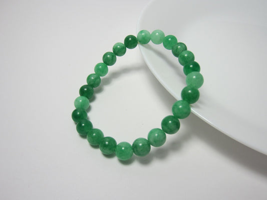 8mm Green Jade Beaded Bracelet, Genuine Gemstone Bracelet