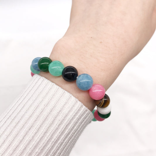 10mm Multi-Gemstone Beaded Bracelet, Natural gemstone bracelet