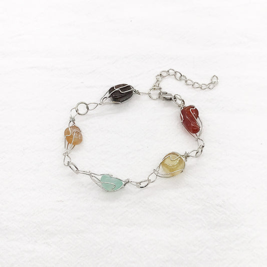 Natural Gemstone Link Bracelet