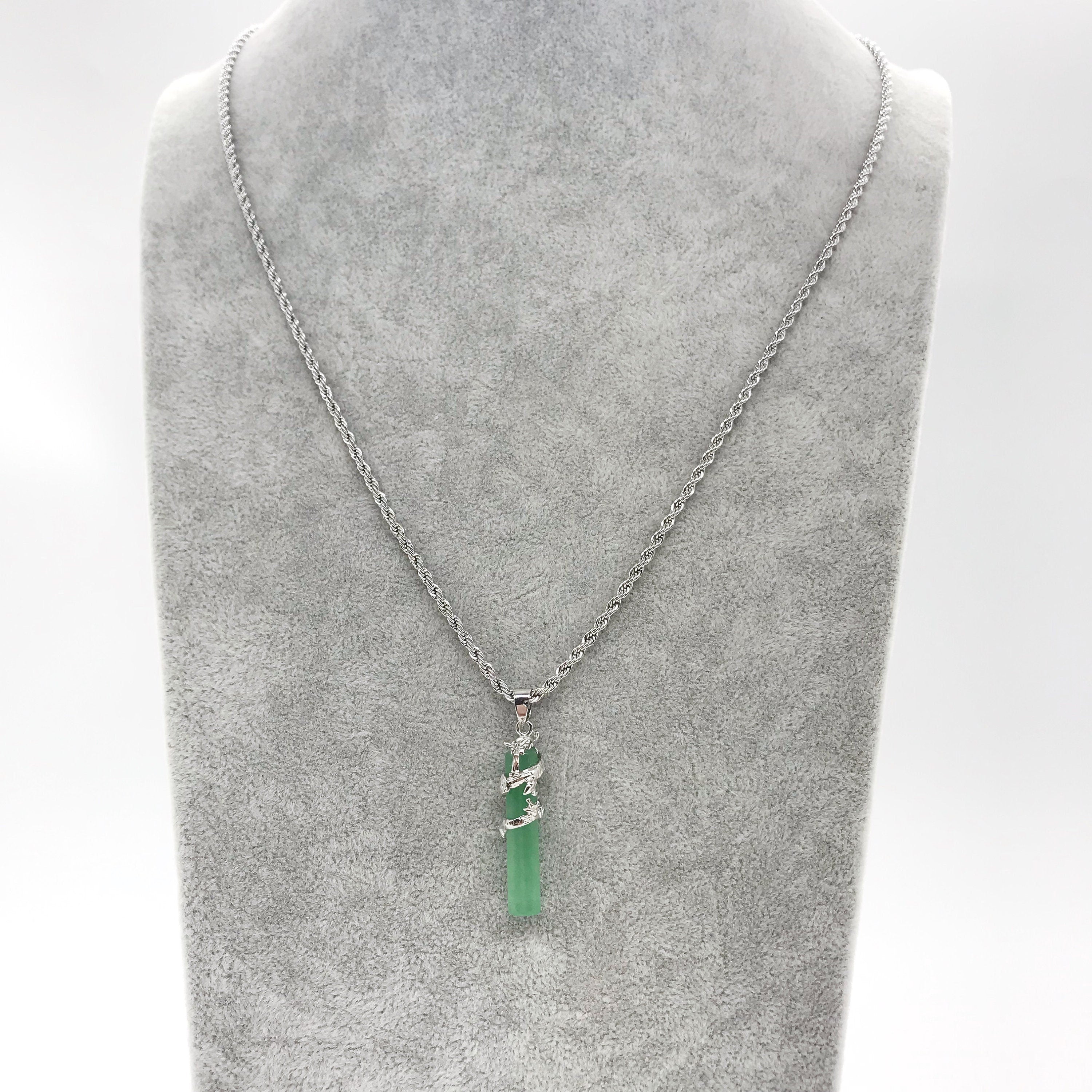 Carved Green Jadeite Jade Dragon Necklace – Lireille